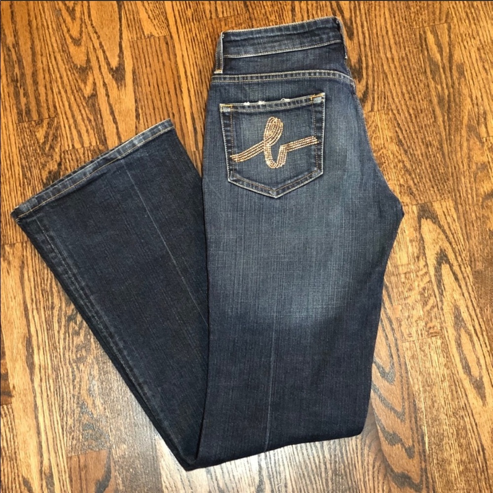 Bebe Boot Cut Rhinestone dark denim jeans size 29